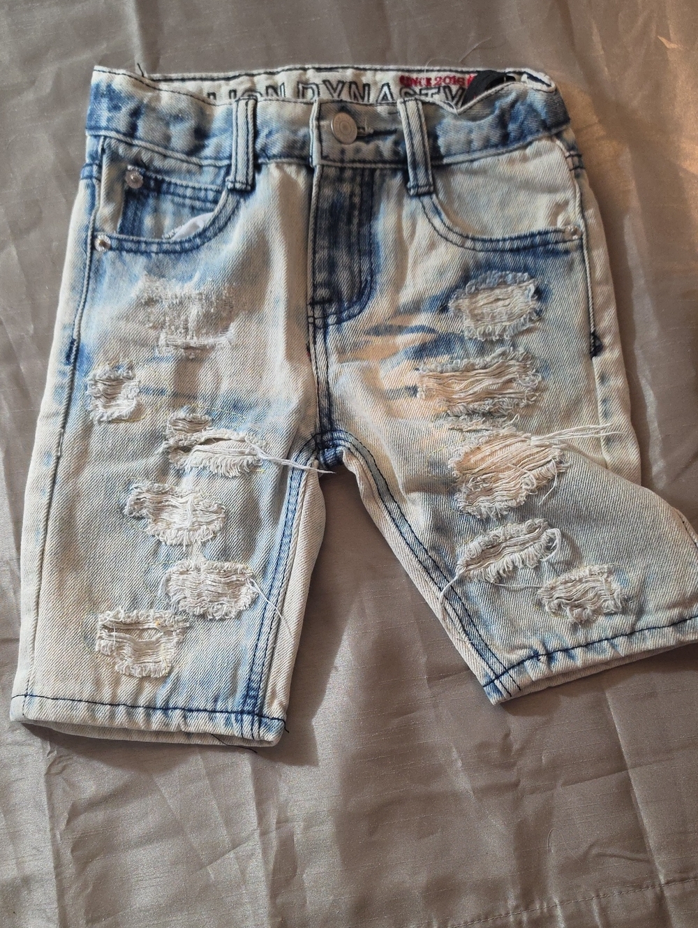 Kids Light Blue Distressed Denim Shorts